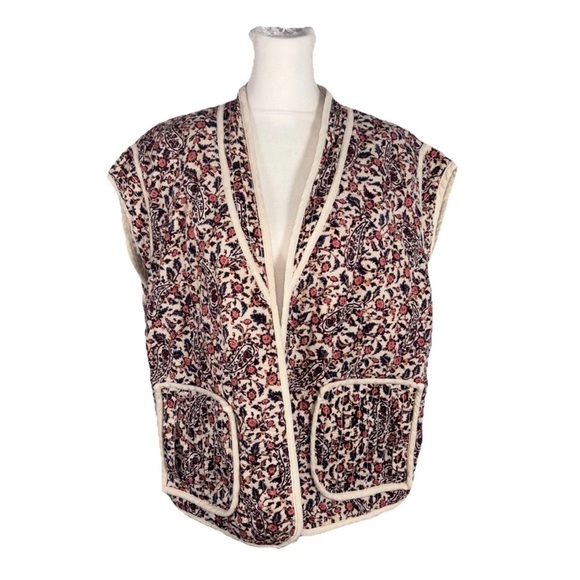 Anthropologie Quilted Vest Size Small/Medium Floral Print Pockets Open **Read** - Picture 1 of 14